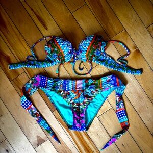 Hobie Boho Tie Colorful Bikini Set - Size Small